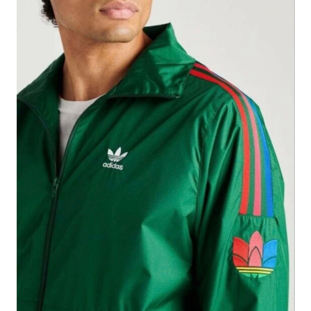 Adidas Trefoil 3 stripes track jacket green size L - Picture 3 of 13